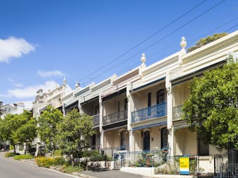Houses and residential street in Sydney, terraced houses
