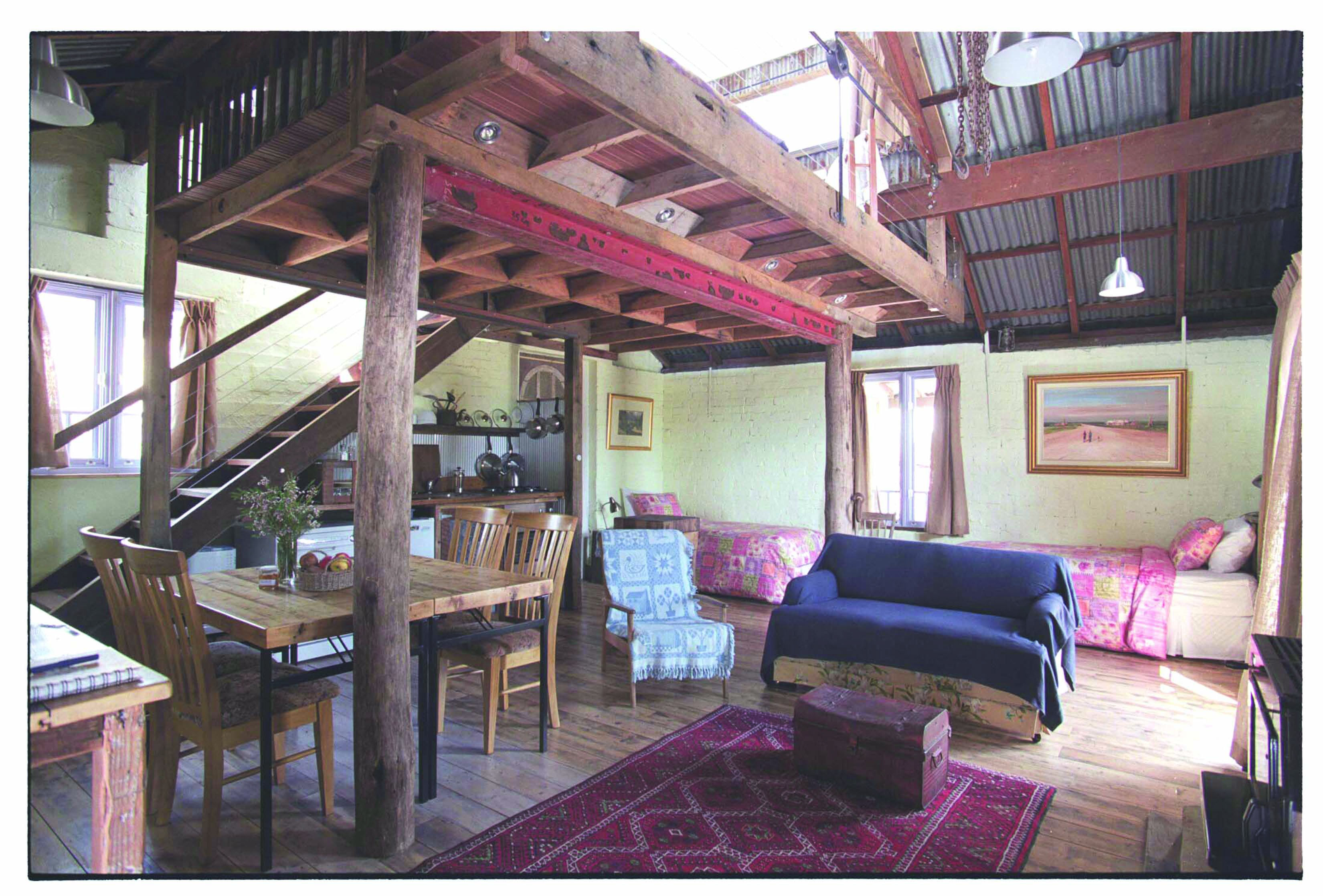 Old Leura Dairy New South Wales milking lounge open plan kitchen living and sleeping area 