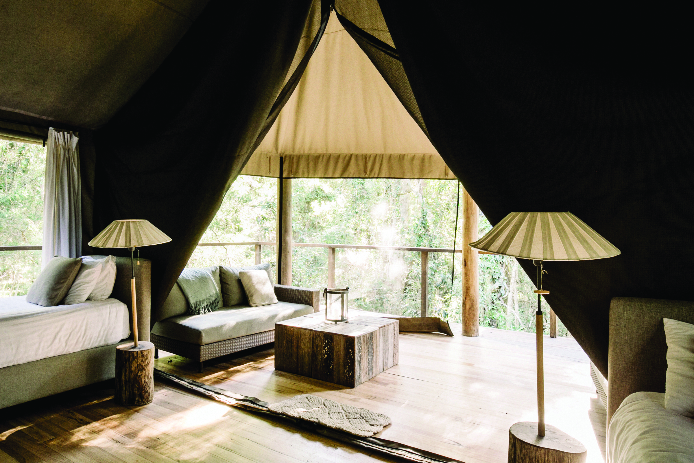 Paperbark Camp New South Wales king view of forest from tent sitting area