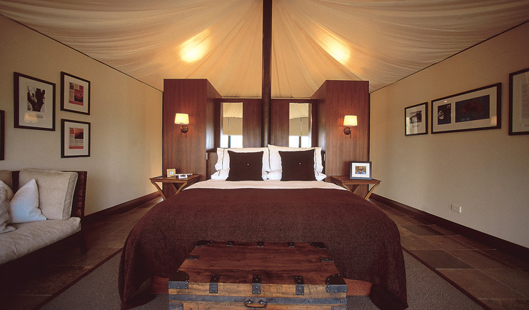 Longitude 131 Ayers Rock tent interior bedroom and sofa
