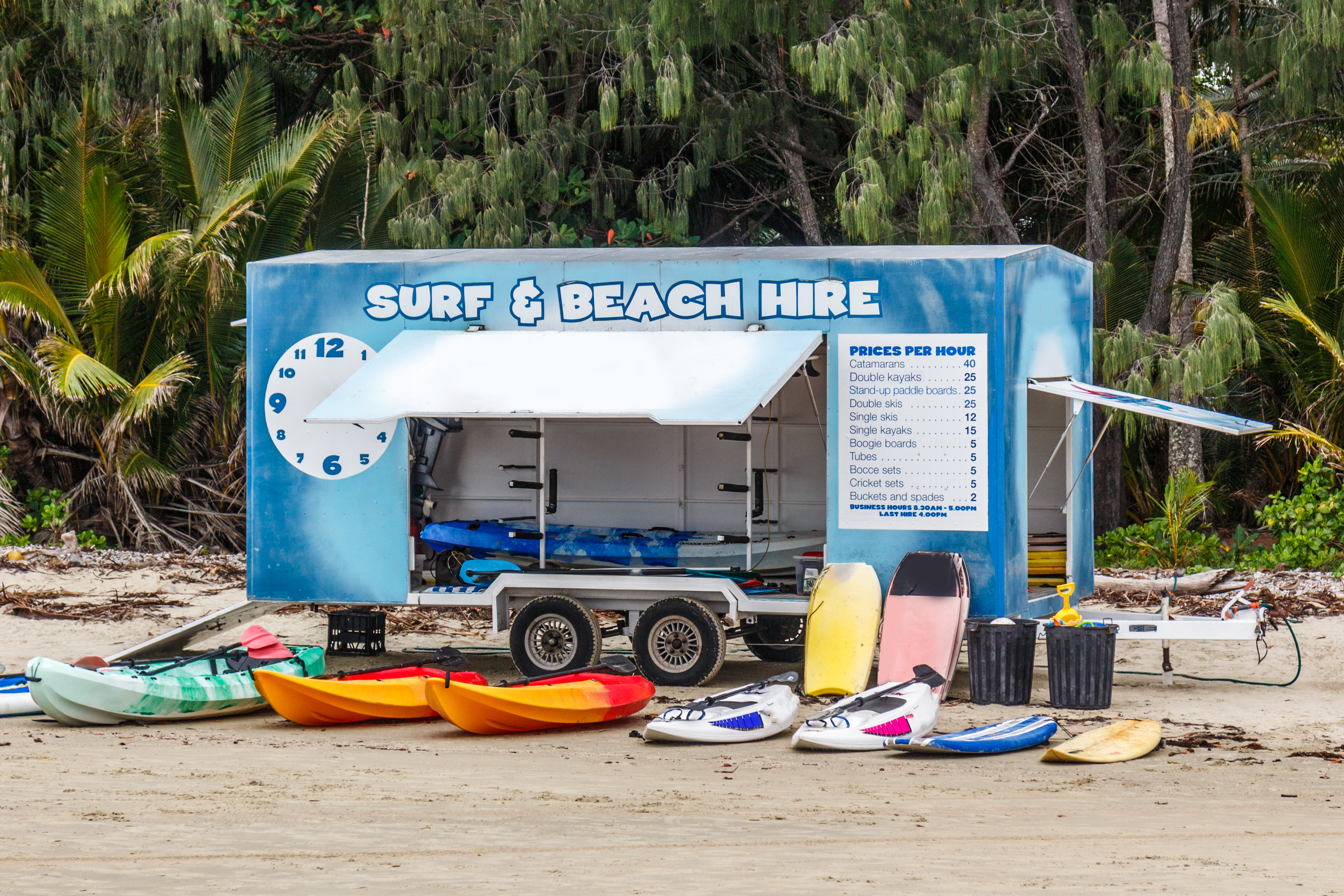 Surf and beach equipment for hire in Port Douglas, Queensland