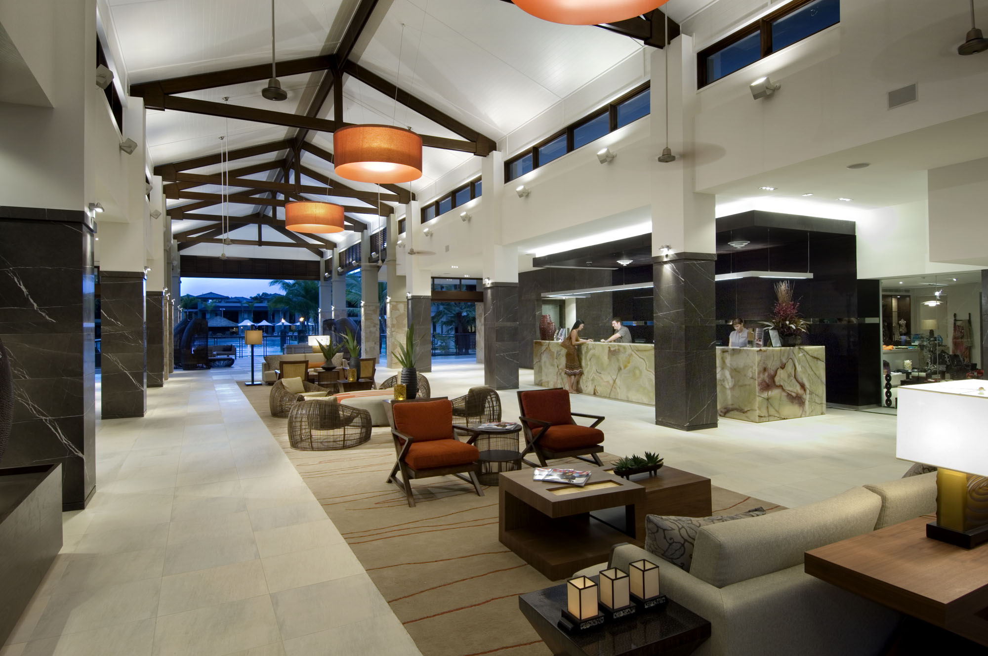 Sea Temple Queensland lobby area with seating areas 