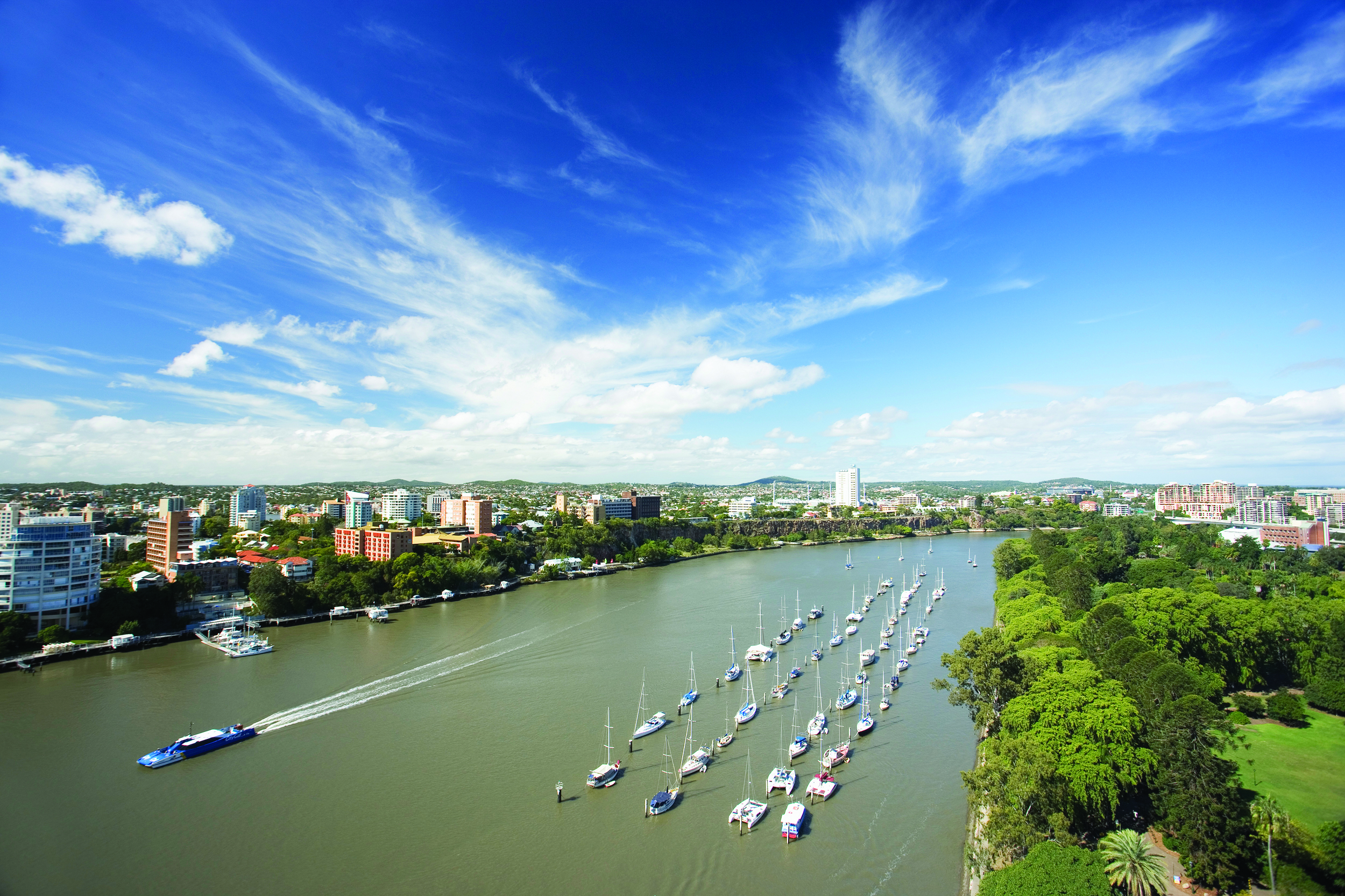 Stamford Plaza Brisbane Queensland river view aerial view of river with boats
