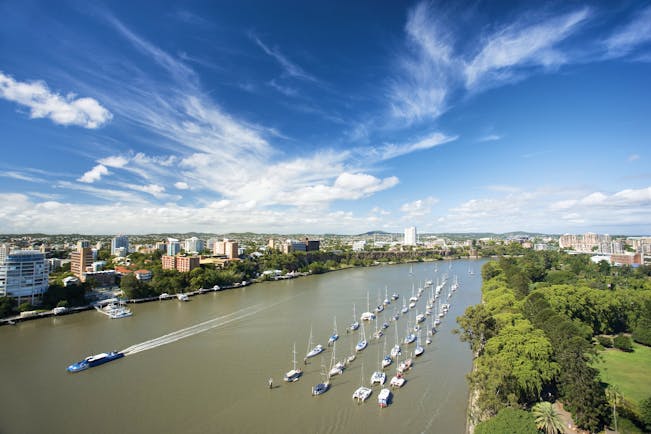 Stamford Plaza Brisbane Queensland river view aerial view of river with boats