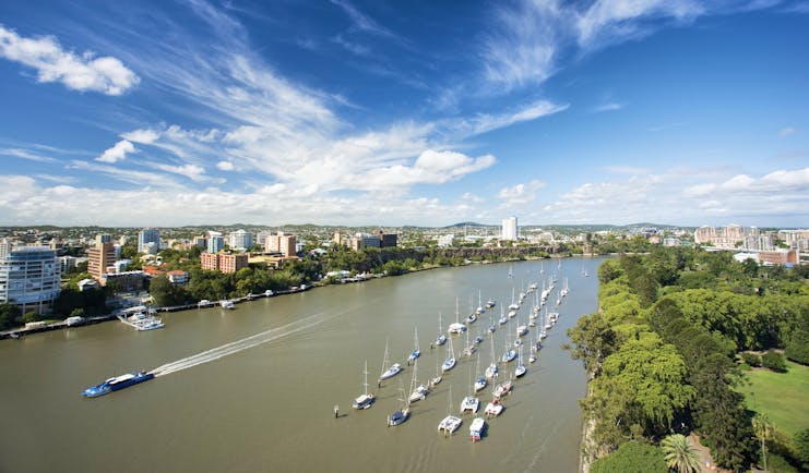 Stamford Plaza Brisbane Queensland river view aerial view of river with boats