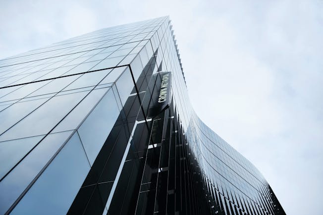 Exterior of the Crown Metropol looking up into the sky