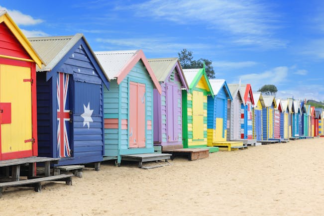 Colourful beach huts on Brighton Beach in Melbourne, Australia