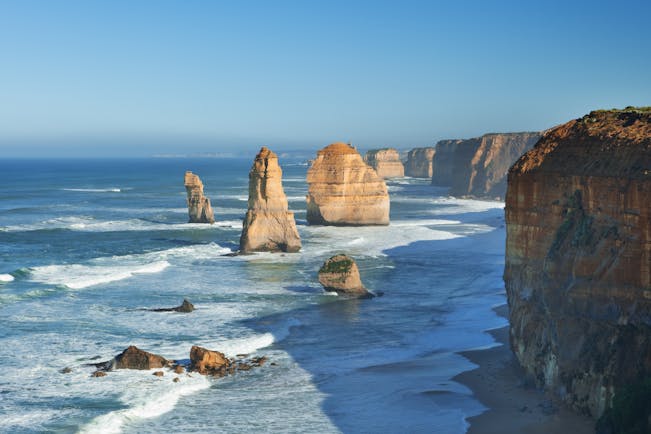 Twelve Apostles limestone stacks in the Victoria region of Australia
