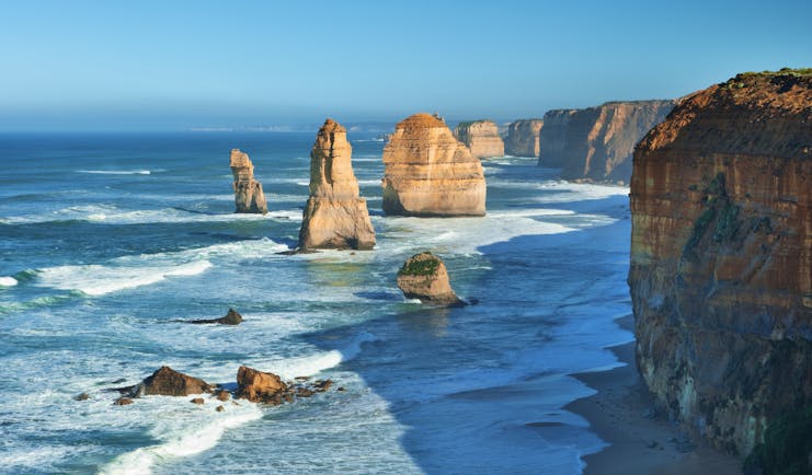 Twelve Apostles limestone stacks in the Victoria region of Australia