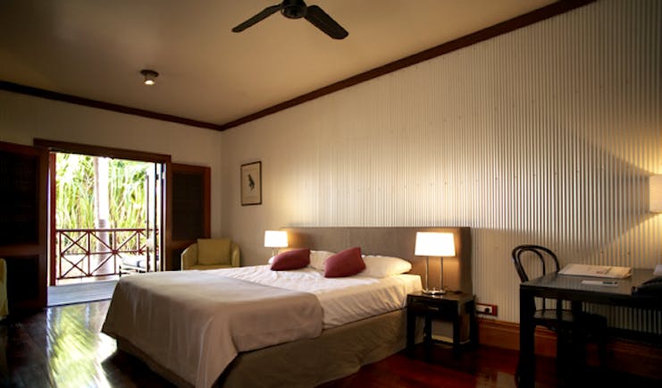 Cable Beach Club studio room, double bed, desk, access to balcony, traditional decor