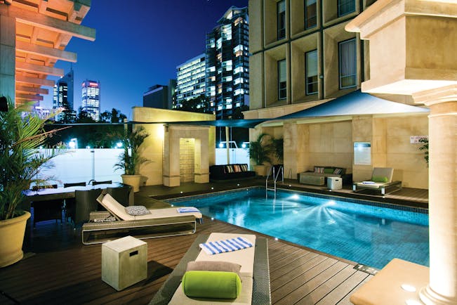 Duxton Hotel Western Australia and Perth outdoor pool with city view