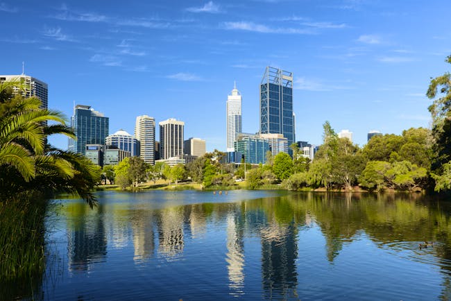 City skyline across the river of Perth, Australia