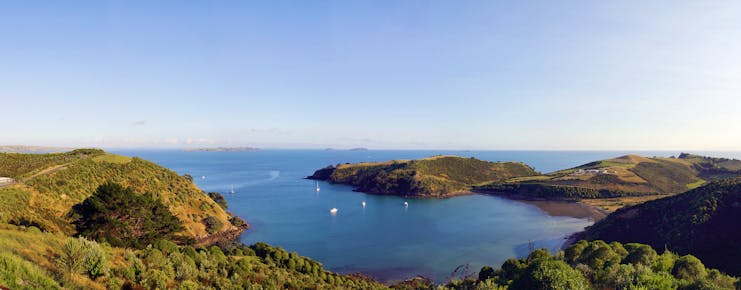 Panoramic view from hotel with sea and mountains in sight 