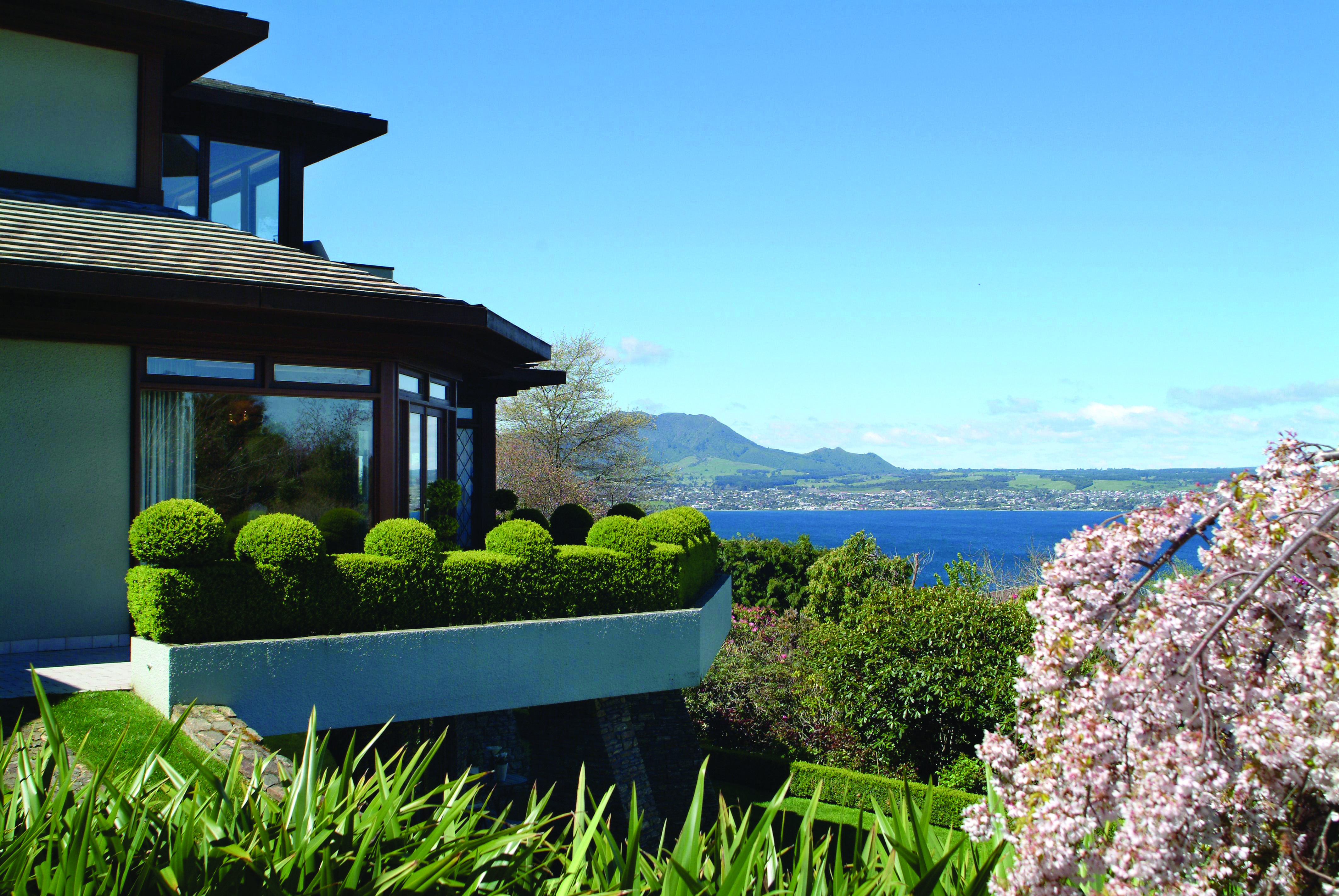 View of the lake from the corner of the hotel 