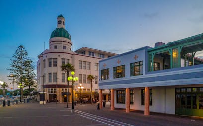 Napier in New Zealand, street in centre of town, art deco architecture