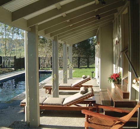 River Houses Hawkes Bay private pool with sun loungers