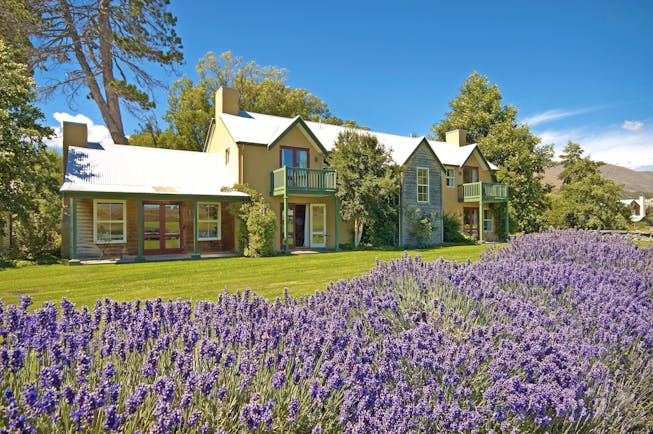 Millbrook Lodge Otago and Fiordland exterior lavender building with gardens and lavender