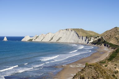 Cape Kidnappers on the North Island of New Zealand, beach, sea, cliffs