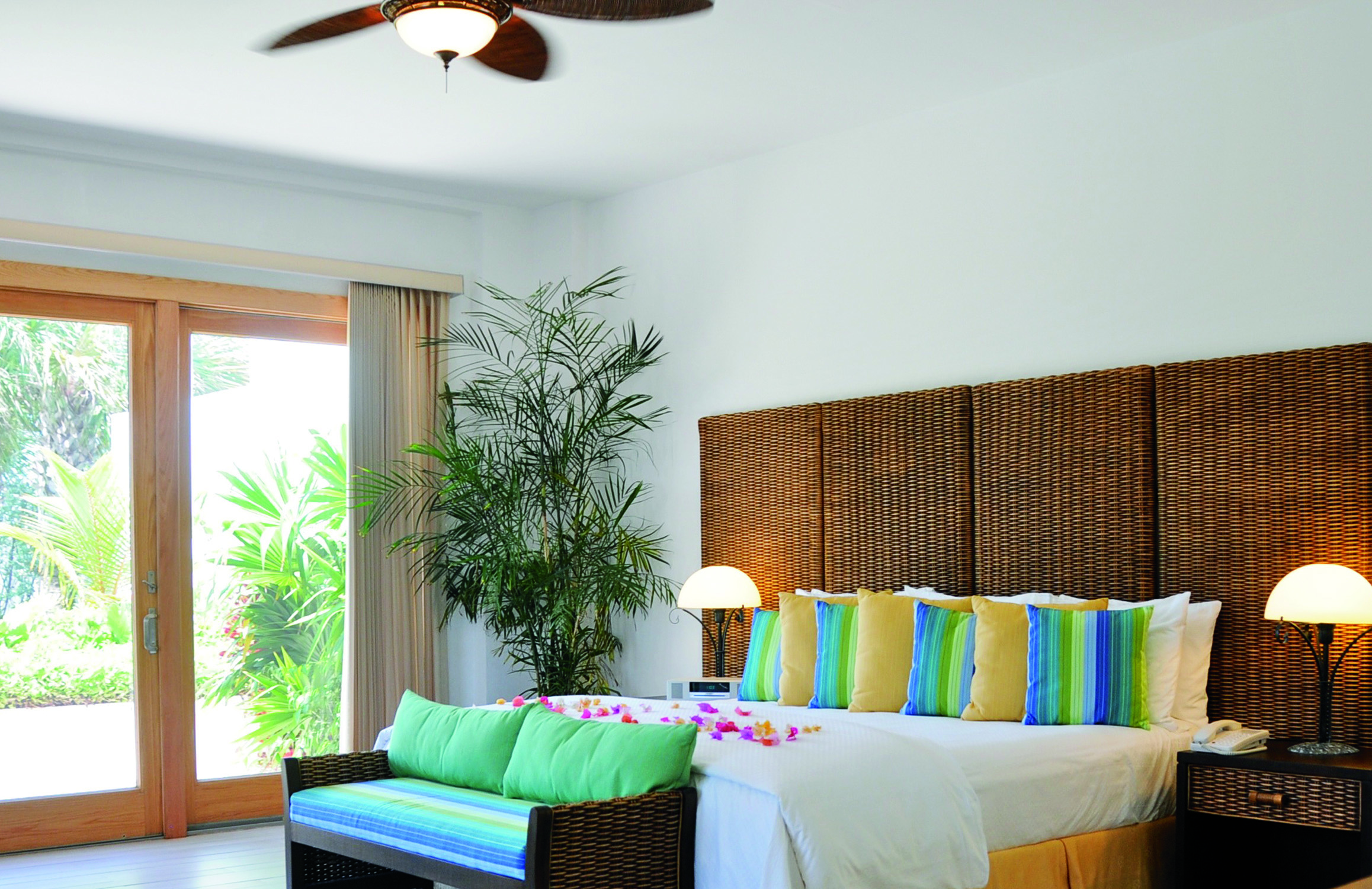 Cuisinart Anguilla villa bedroom glass doors bed 