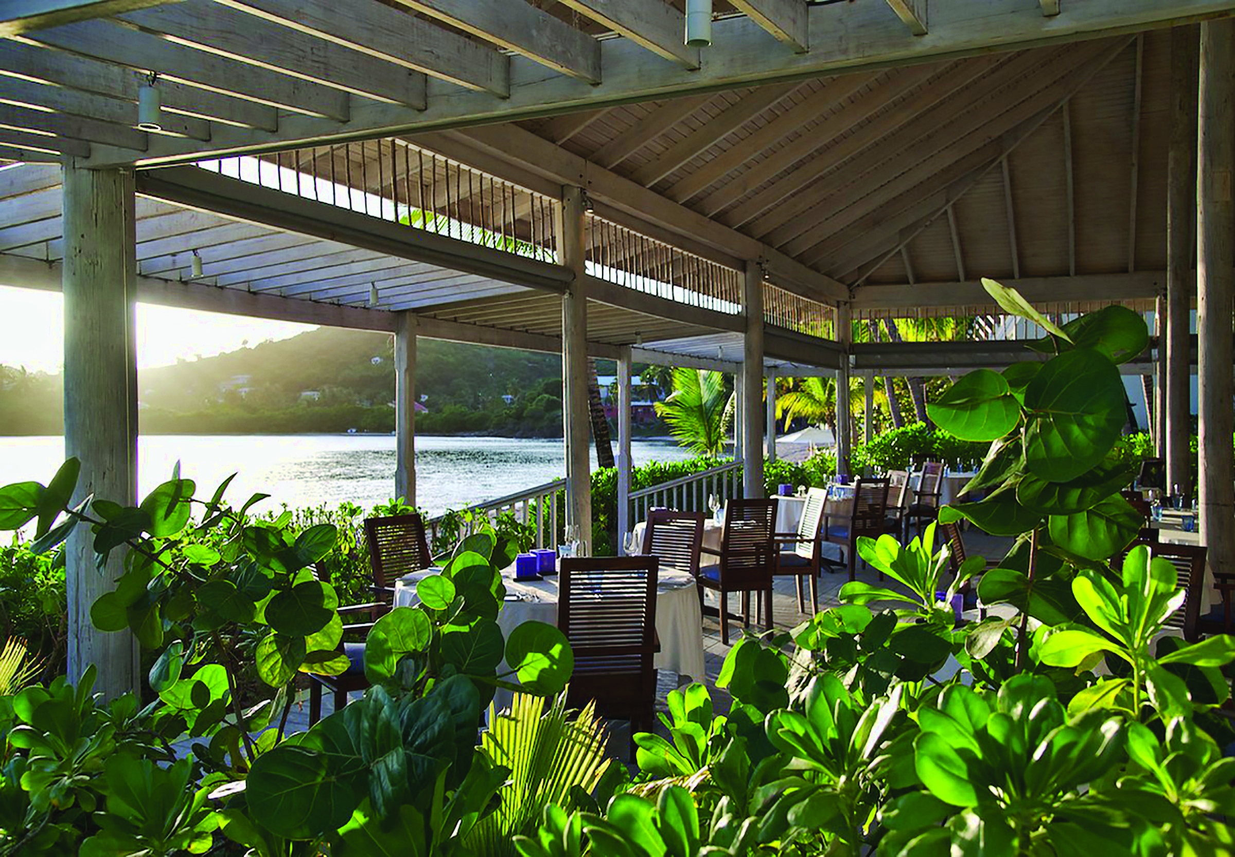 Carlisle Bay Antigua dining area overlooking ocean