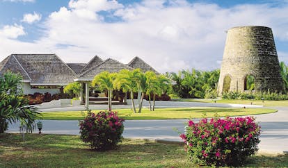 Galley Bay Antigua entrance hotel driveway lawns architecture