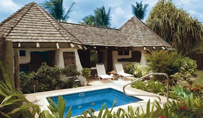 Galley Bay Antigua gauguin suite private pool sun loungers garden greenery