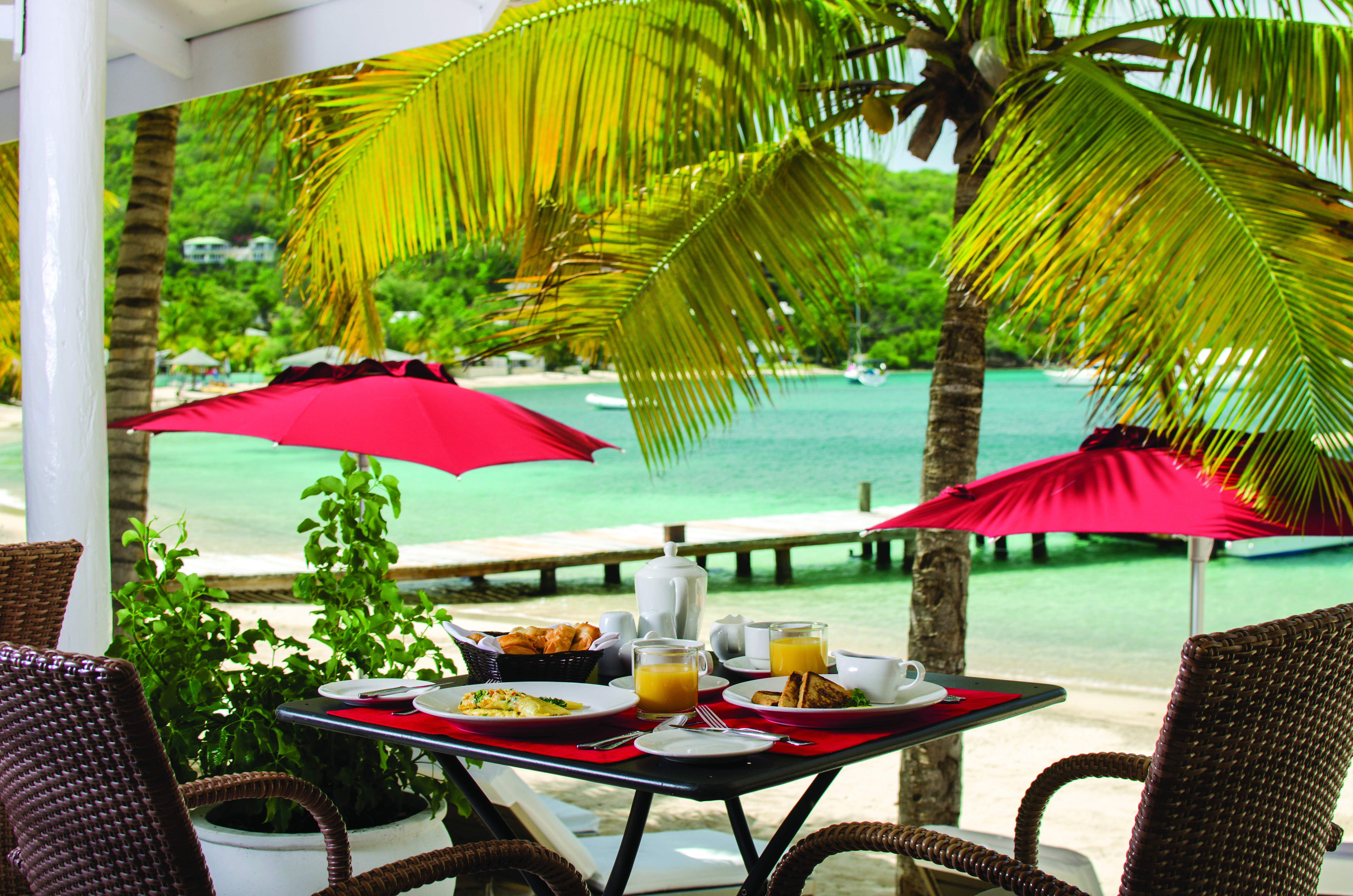Inn at English Harbour Antigua breakfast outdoor dining area on the beach