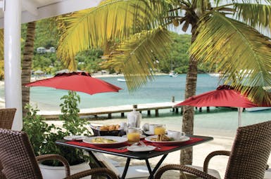 Inn at English Harbour Antigua breakfast outdoor dining area on the beach