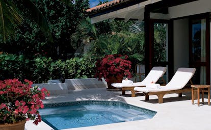 Jumby Bay Antigua plunge pool private villa pool sun loungers