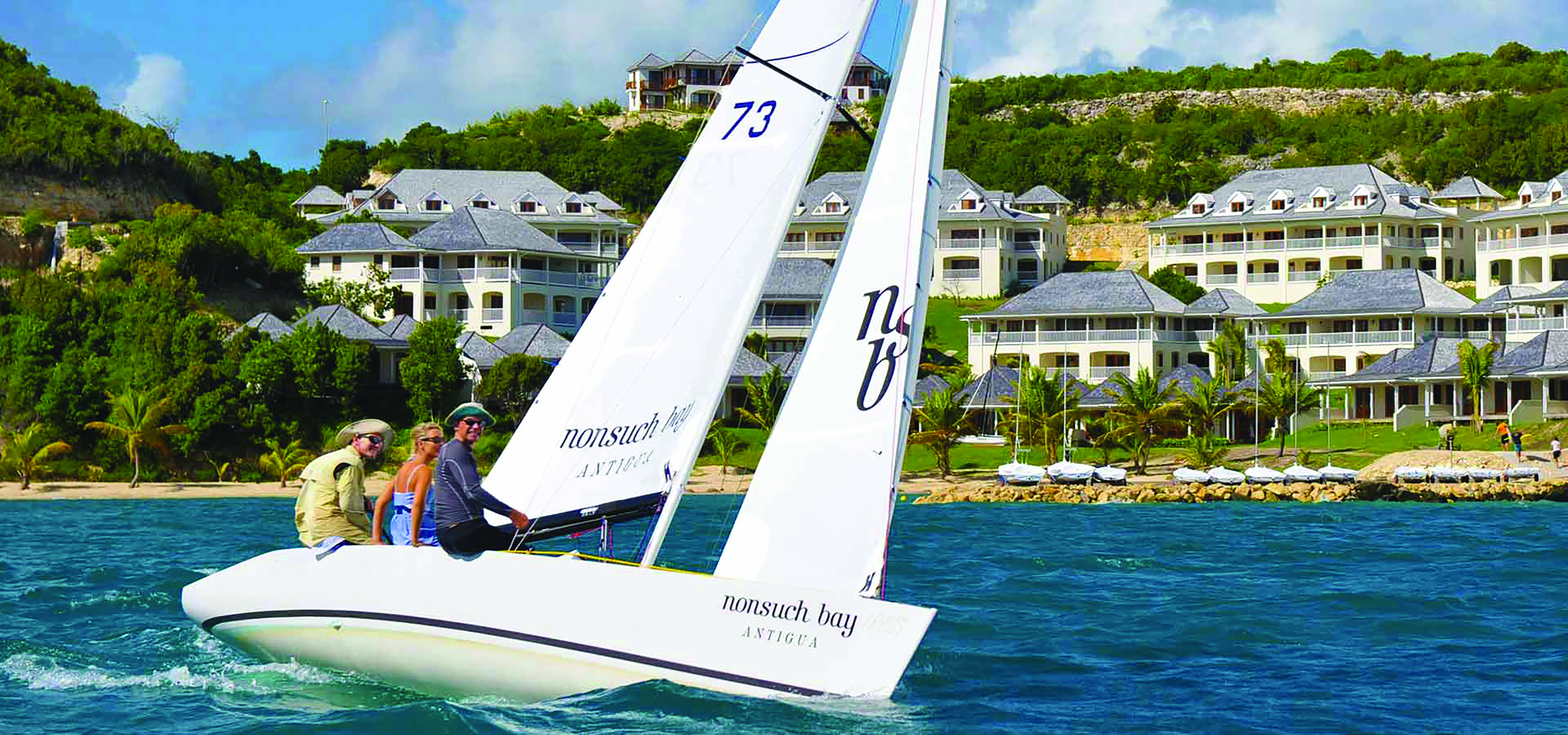 Nonsuch Bay Antigua sailing one boat on the water