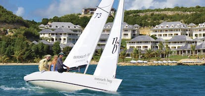 Nonsuch Bay Antigua sailing one boat on the water