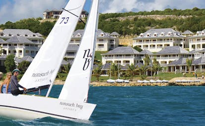 Nonsuch Bay Antigua sailing one boat on the water