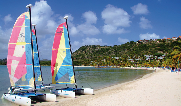 St James's Club Antigua hobie cats on sand