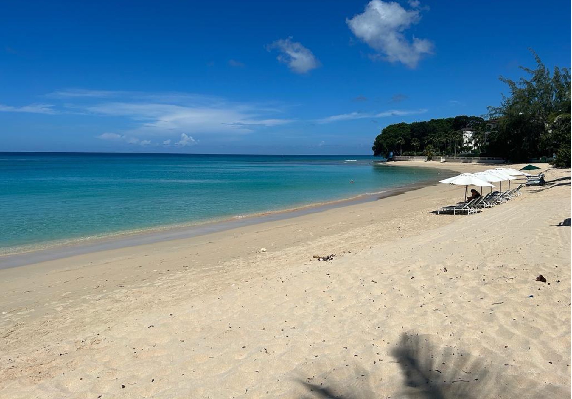 Blue Monkey Hotel beach with bright turquoise waters and golden sand