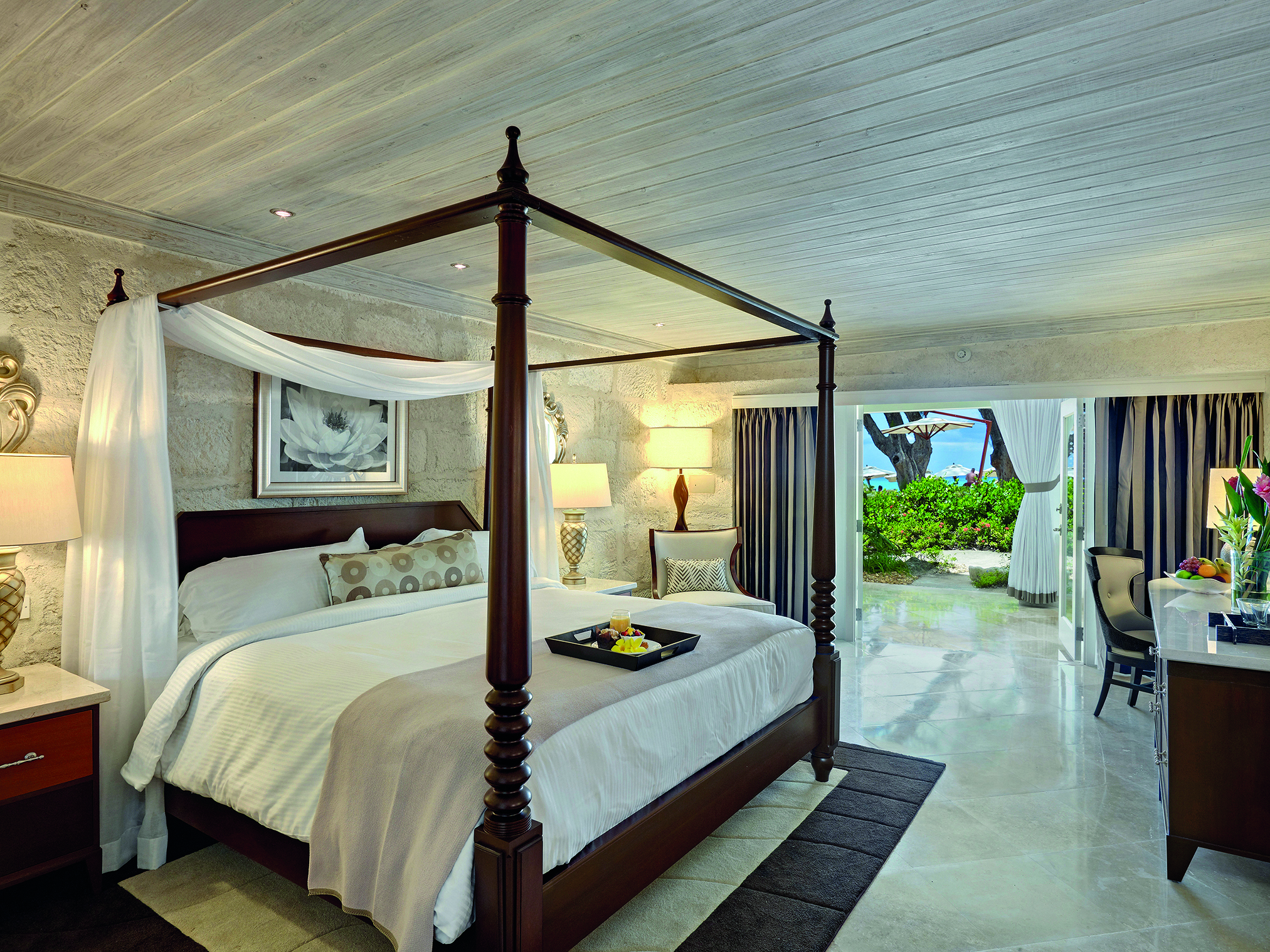 Colony Club Barbados aerial shot of beach sand sea palm trees