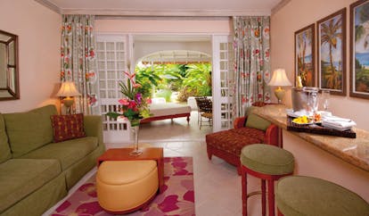 Colony Club Barbados junior suite bed lounge area modern décor