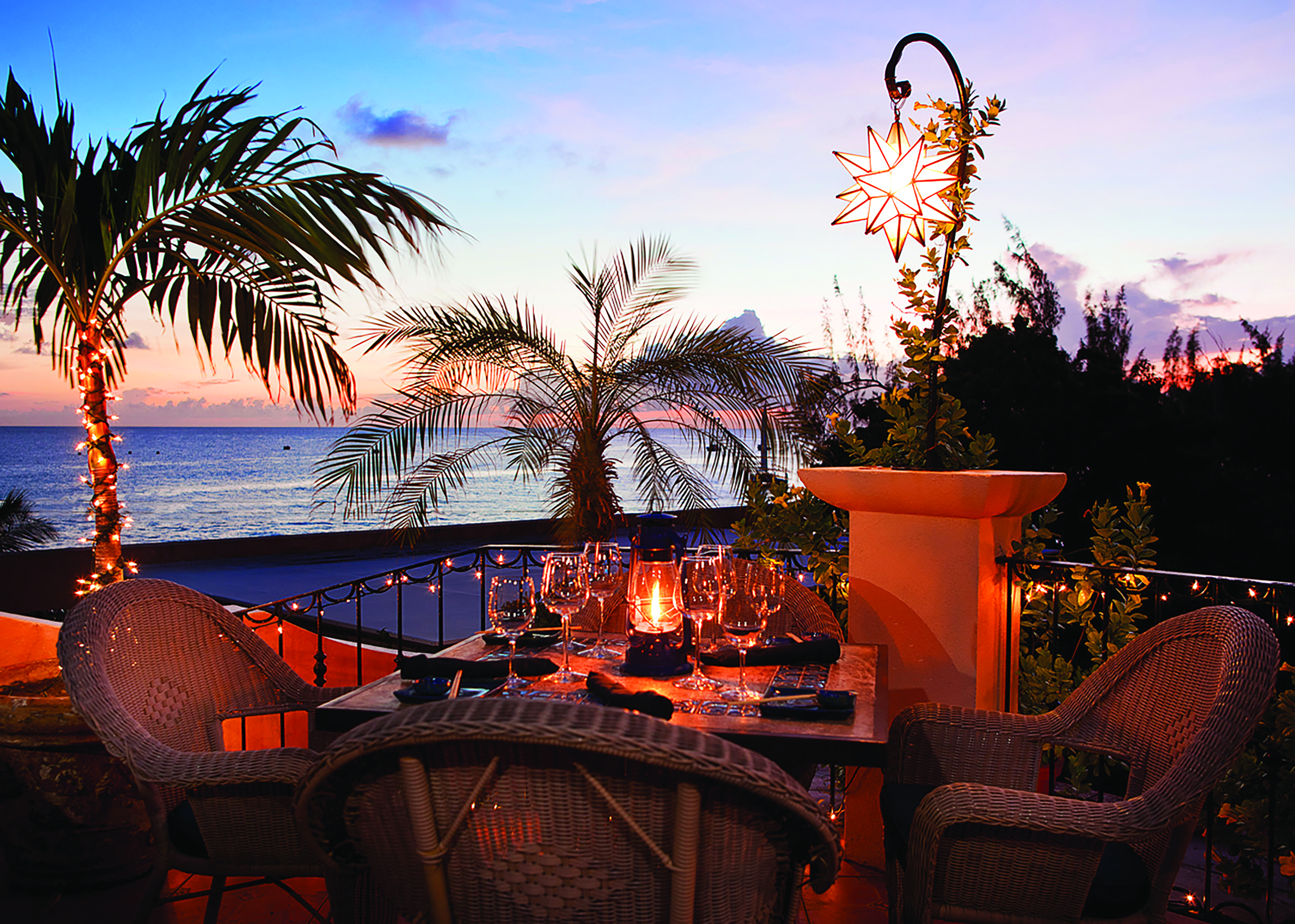 Little Arches Barbados sunset dining with views over the ocean
