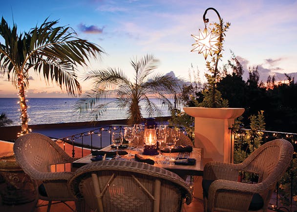 Little Arches Barbados sunset dining with views over the ocean