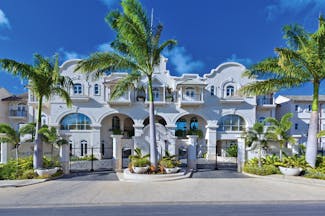 Port Ferdinand Barbados main entrance exterior palm trees