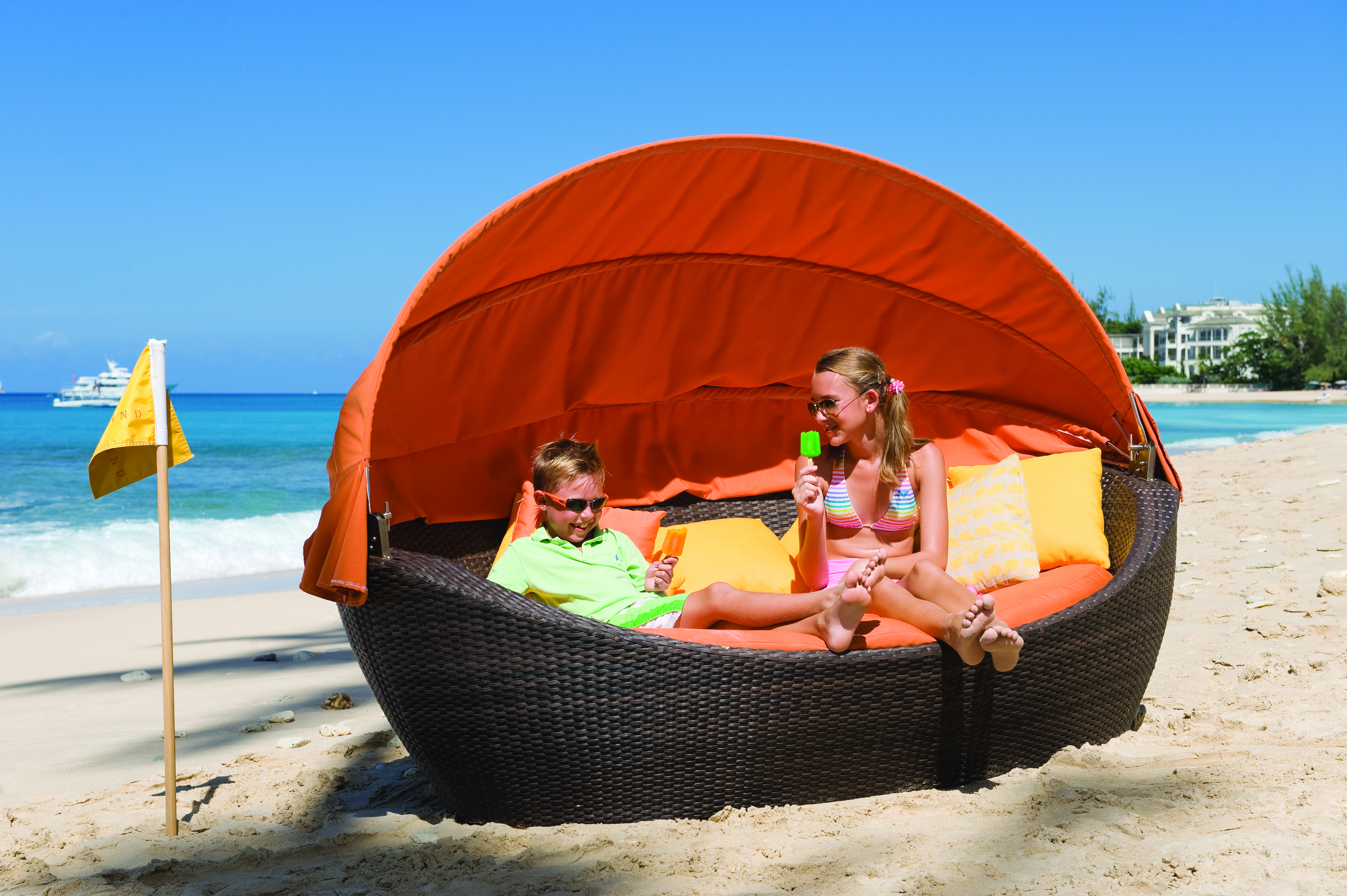 Tamarind Barbados kids eating ice cream on the beach 