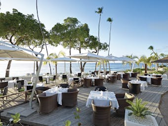 Tamarind Barbados outdoor dining terrace overlooking the ocean