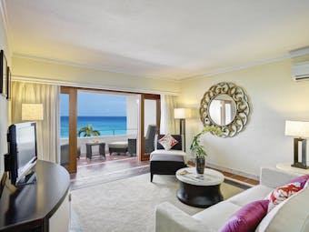 The House Barbados ocean view suite lounge area opening out to terrace overlooking ocean