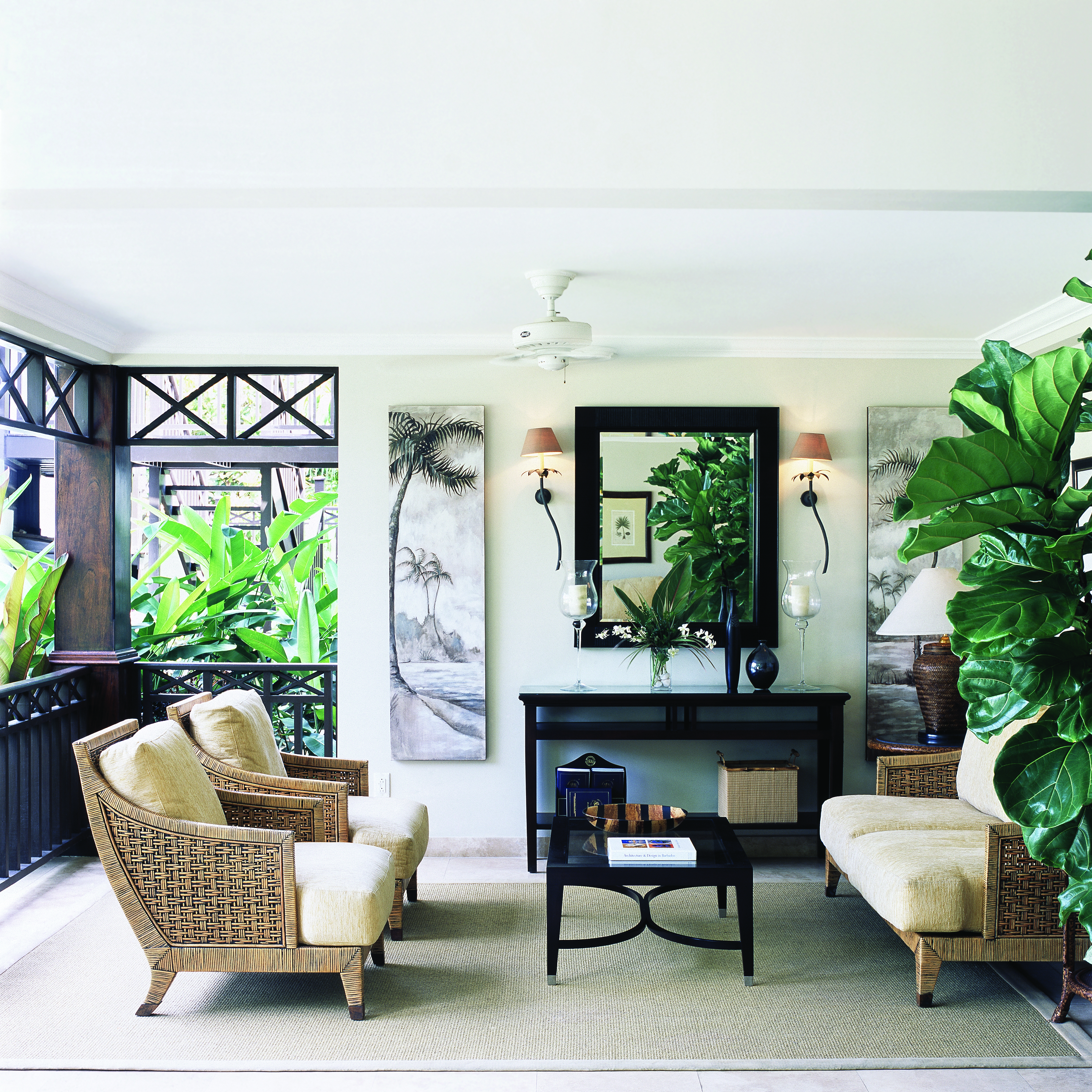 Sandpiper Barbados lobby seating area indoor plants coffee table