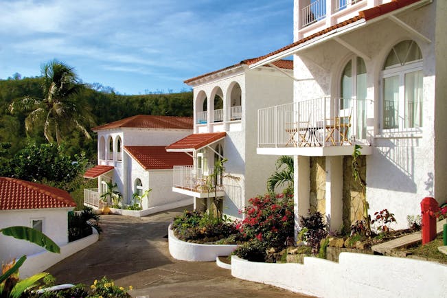 Mount Cinnamon Grenada exterior outside view of hotel showing upper rooms with private balconies