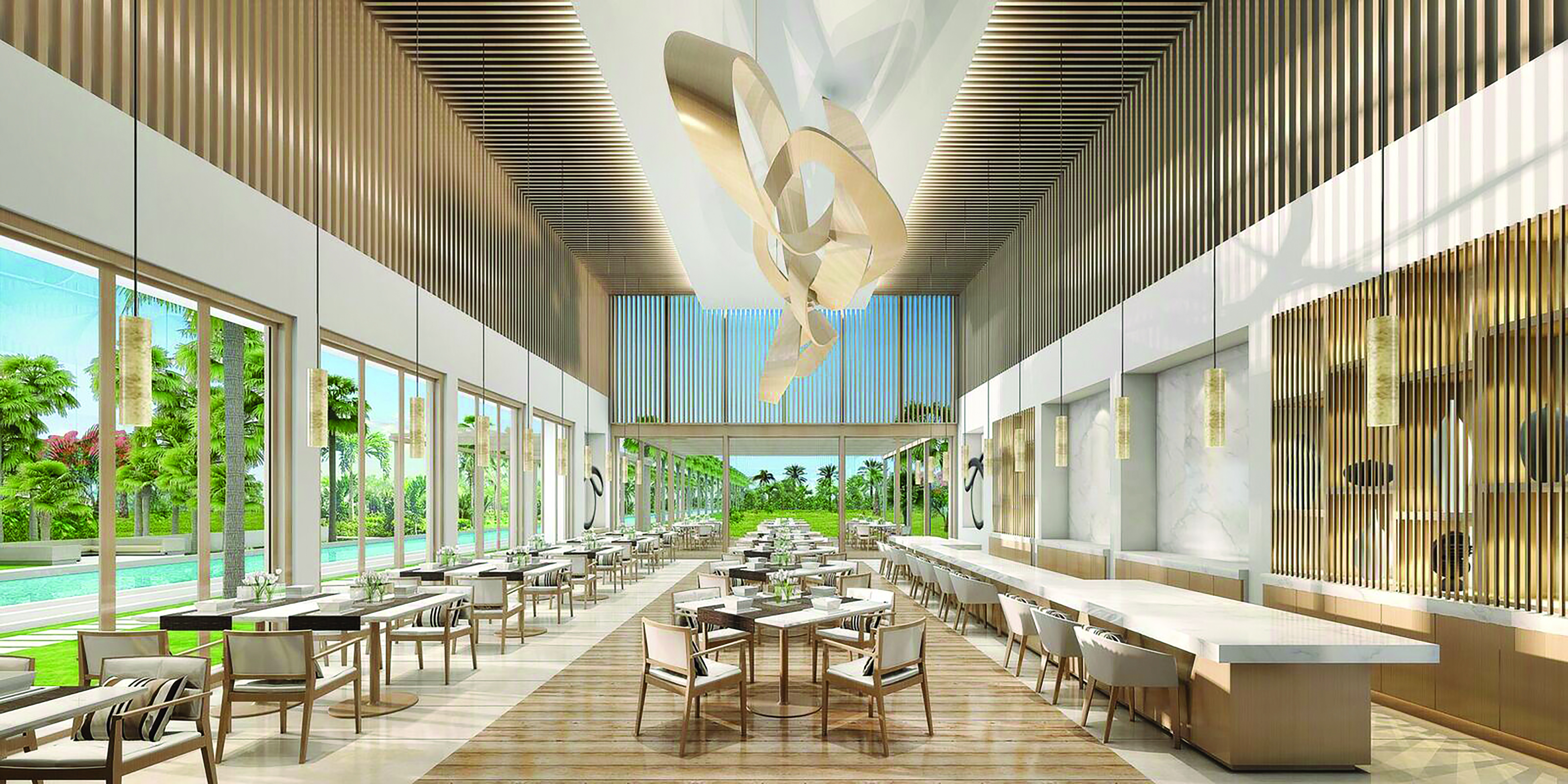 Silversands Grenada main restaurant spacious indoor dining area with garden and pool views