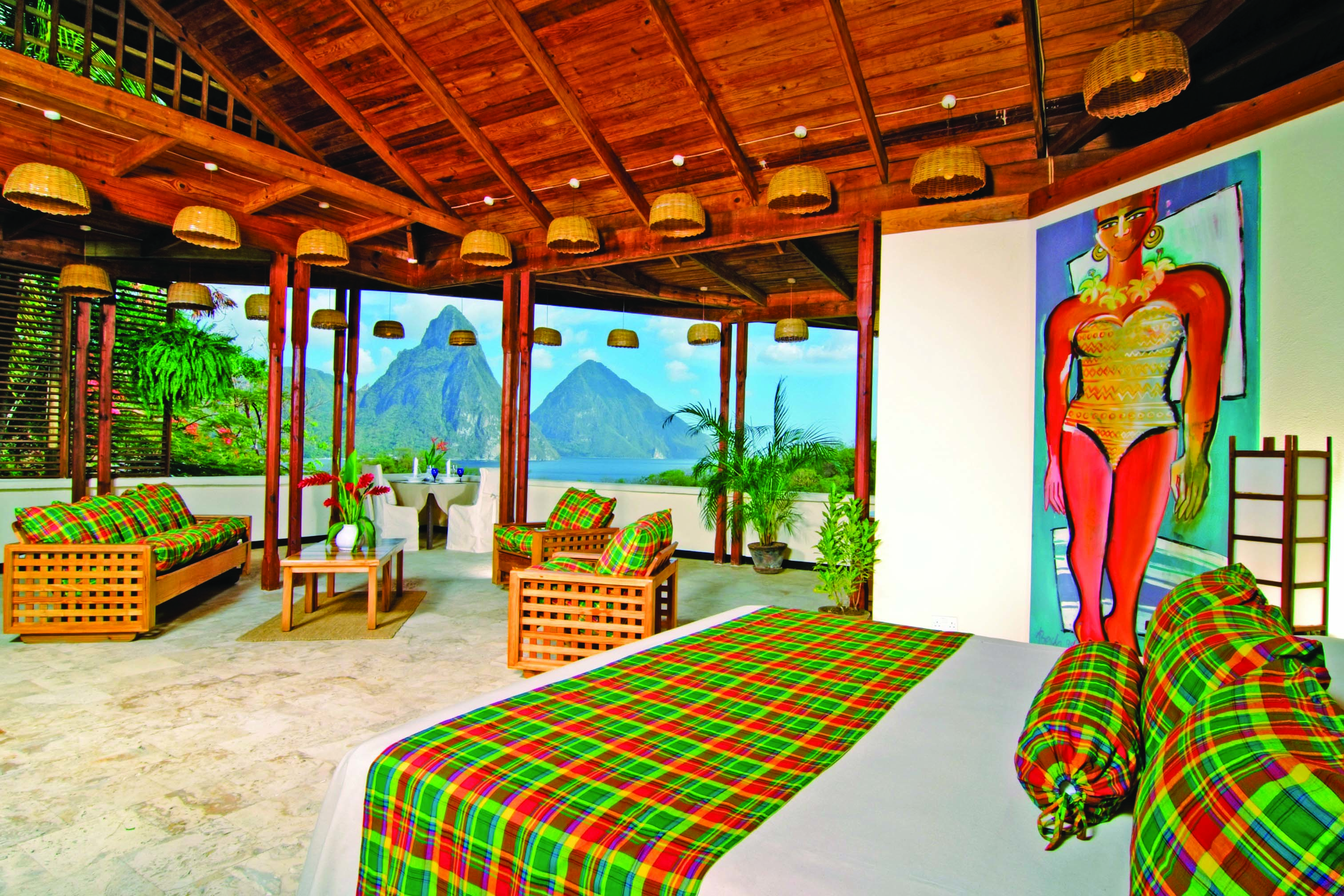 Anse Chastanet St Lucia premium hillside bedroom lounge area overlooking ocean