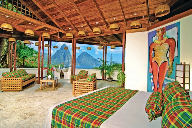Anse Chastanet St Lucia premium hillside bedroom lounge area overlooking ocean