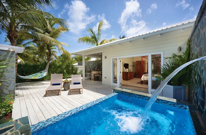 Serenity Coconut Bay St Lucia private plunge pool and outdoor seating area