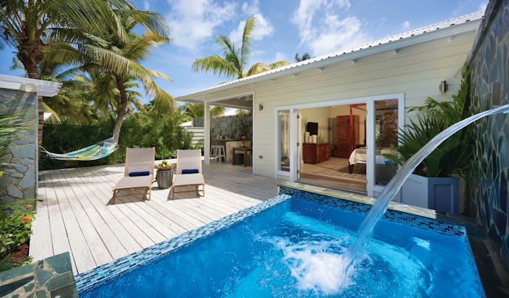 Serenity Coconut Bay St Lucia private plunge pool and outdoor seating area