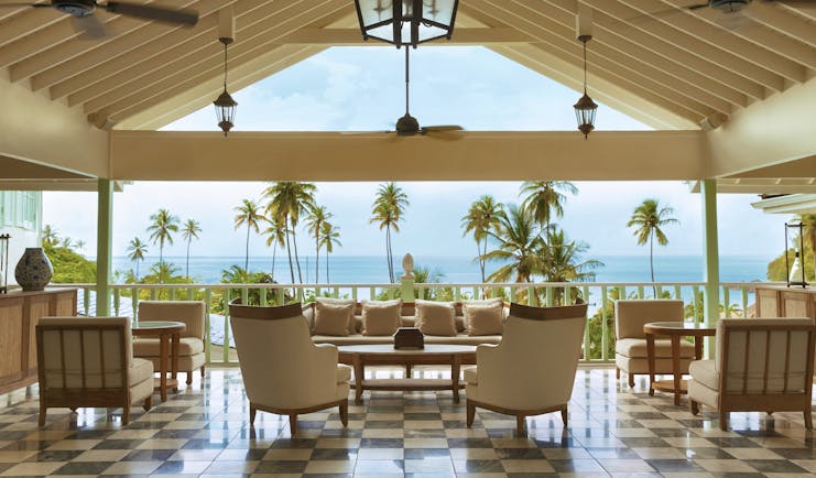 Sugarbeach St Lucia communal lounge area with views of ocean